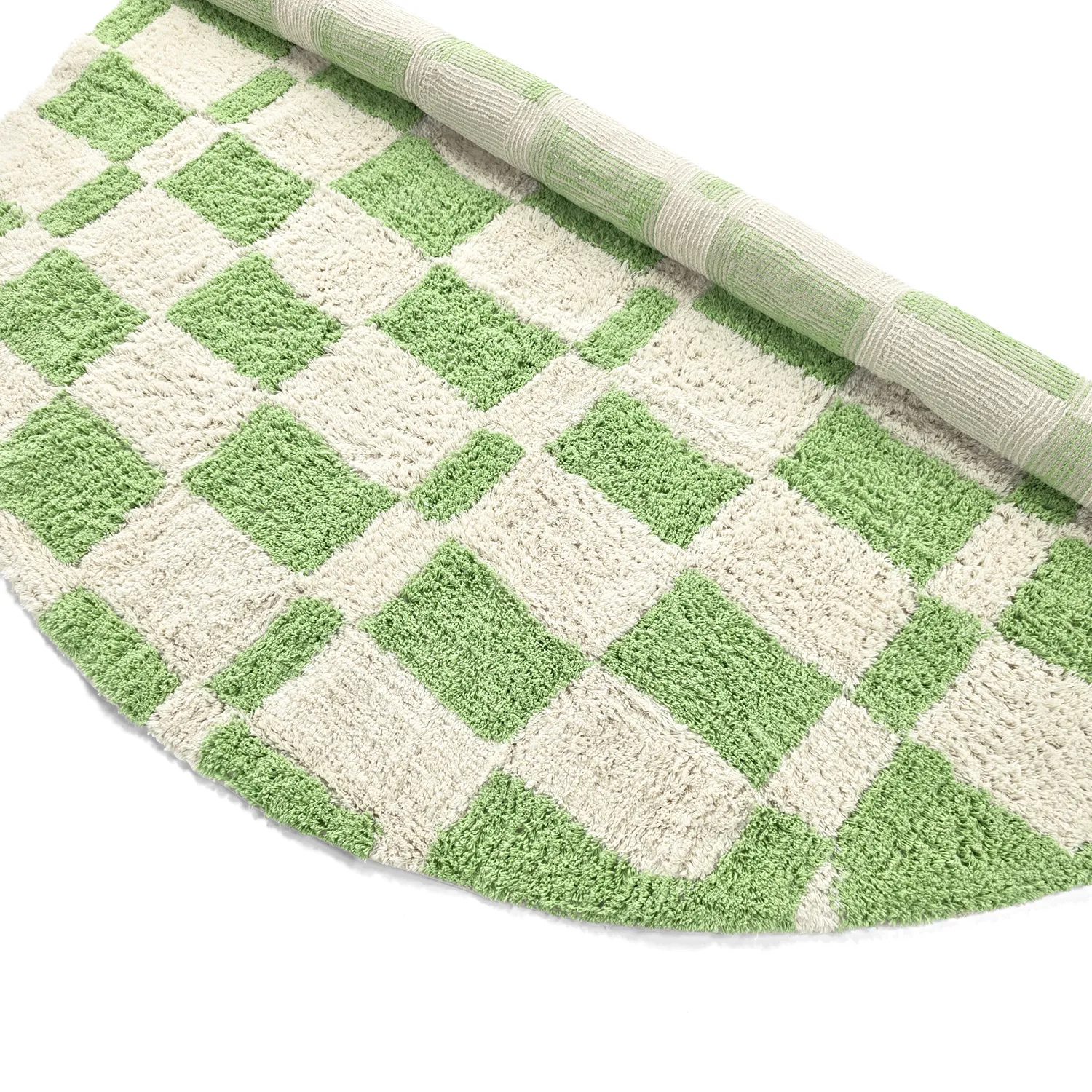 Rund matta - Maranello Natural Cotton Shaggy (grön)
