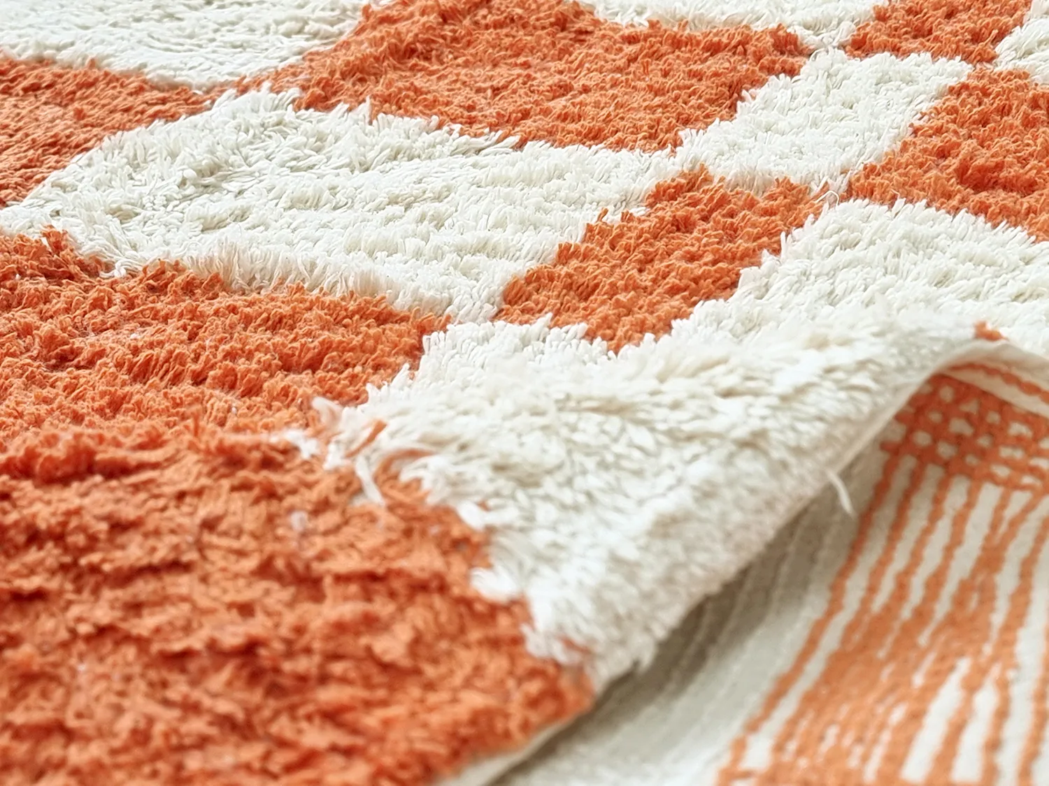 Rund matta - Maranello Natural Cotton Shaggy (orange)