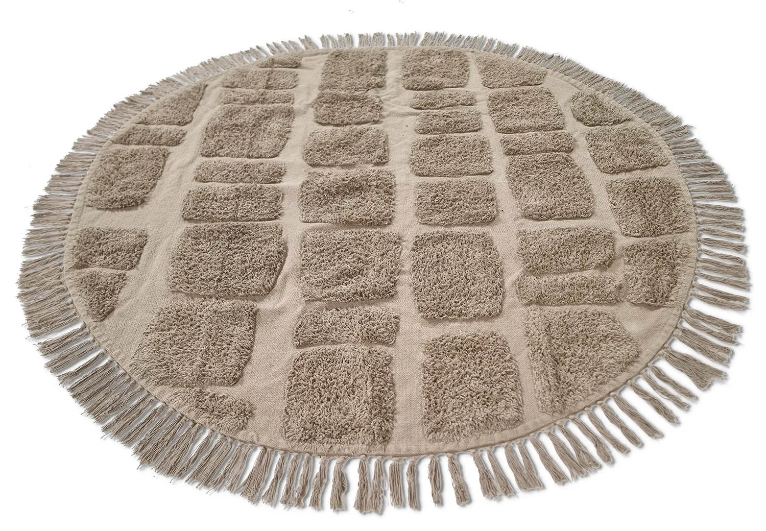 Rund matta - Salem Natural Cotton Shaggy (taupe)