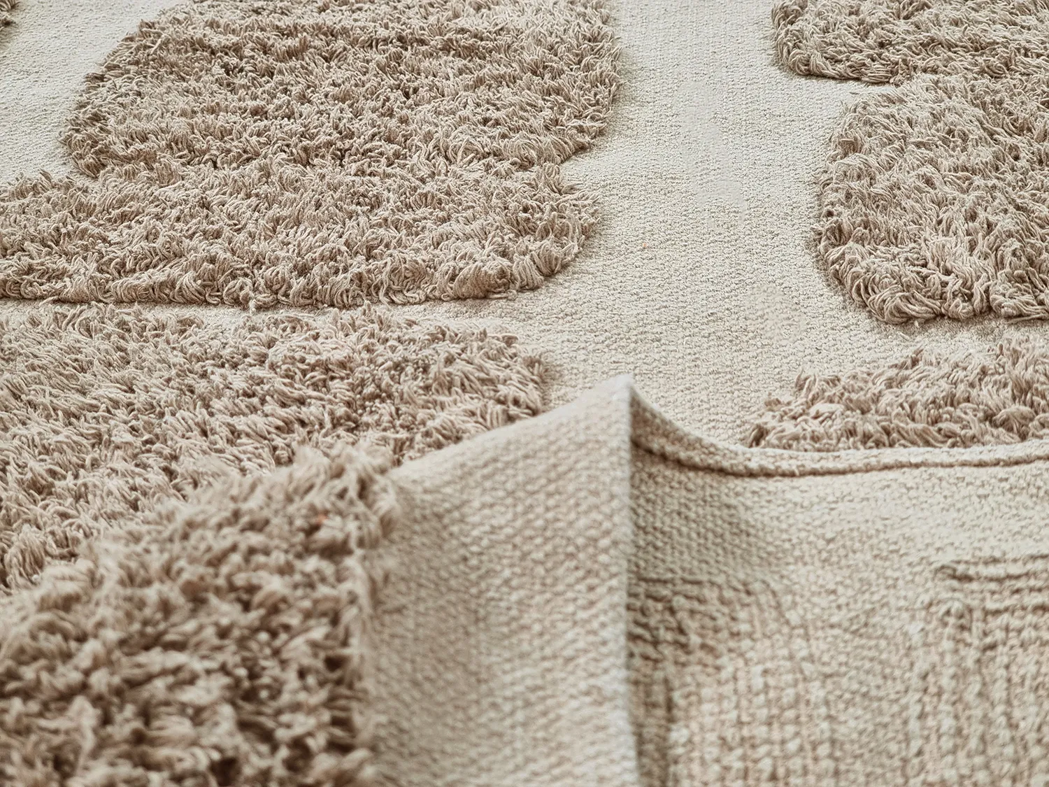 Rund matta - Salem Natural Cotton Shaggy (taupe)