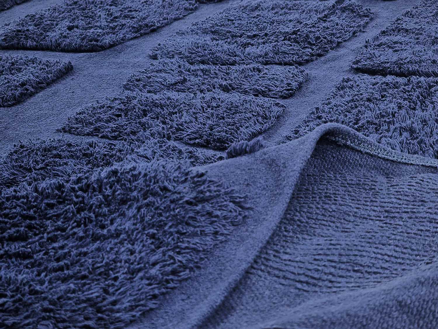 Rund matta - Salem Natural Cotton Shaggy (mörkblå)