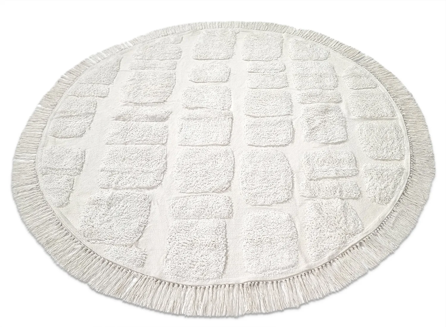 Rund matta - Salem Natural Cotton Shaggy (offwhite)