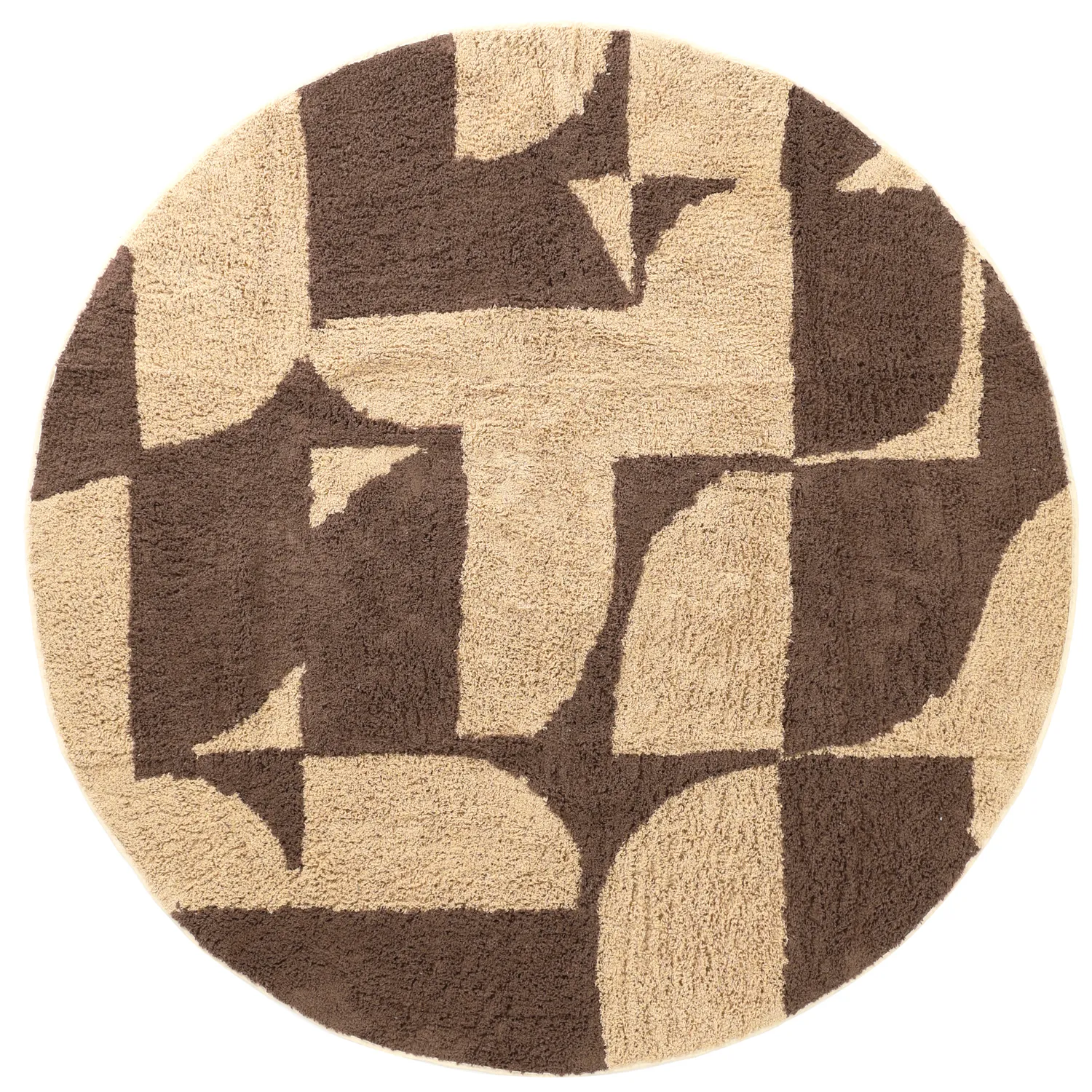 Rund matta - Siberia Natural Cotton Shaggy (beige/brun)