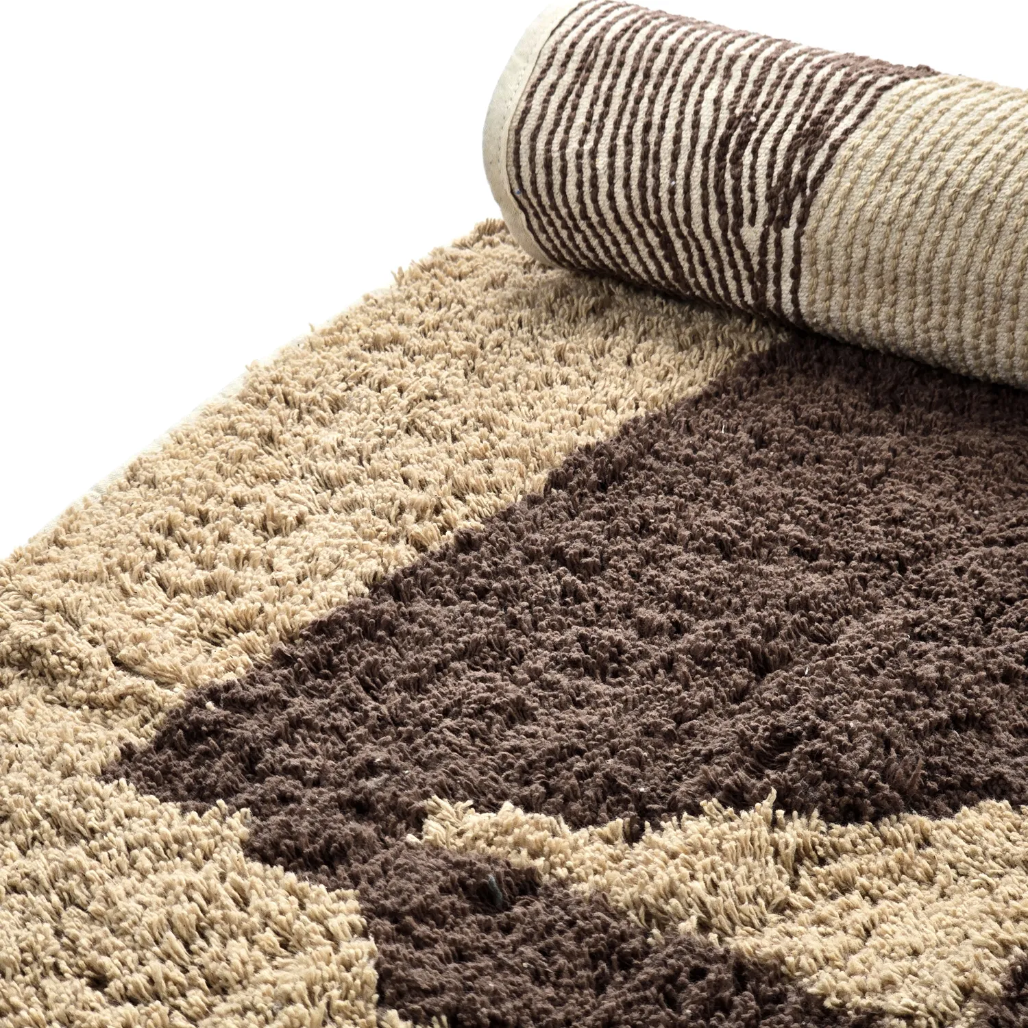 Rund matta - Siberia Natural Cotton Shaggy (beige/brun)
