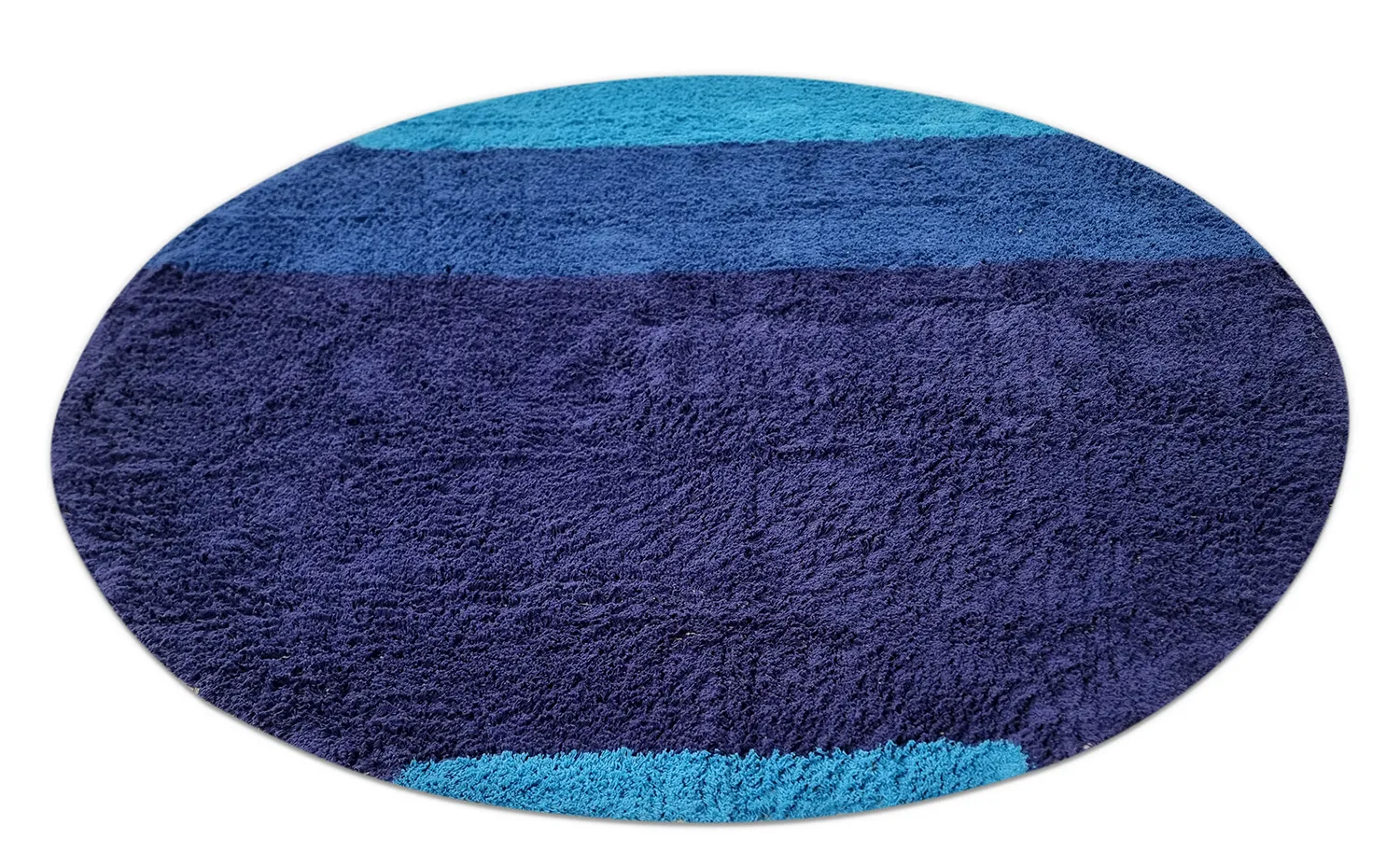 Rund matta - Taro Natural Cotton Shaggy (blå)
