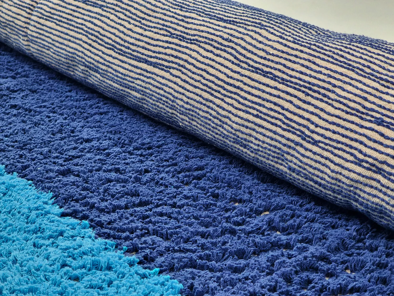 Ryamattor - Taro Natural Cotton Shaggy (blå)
