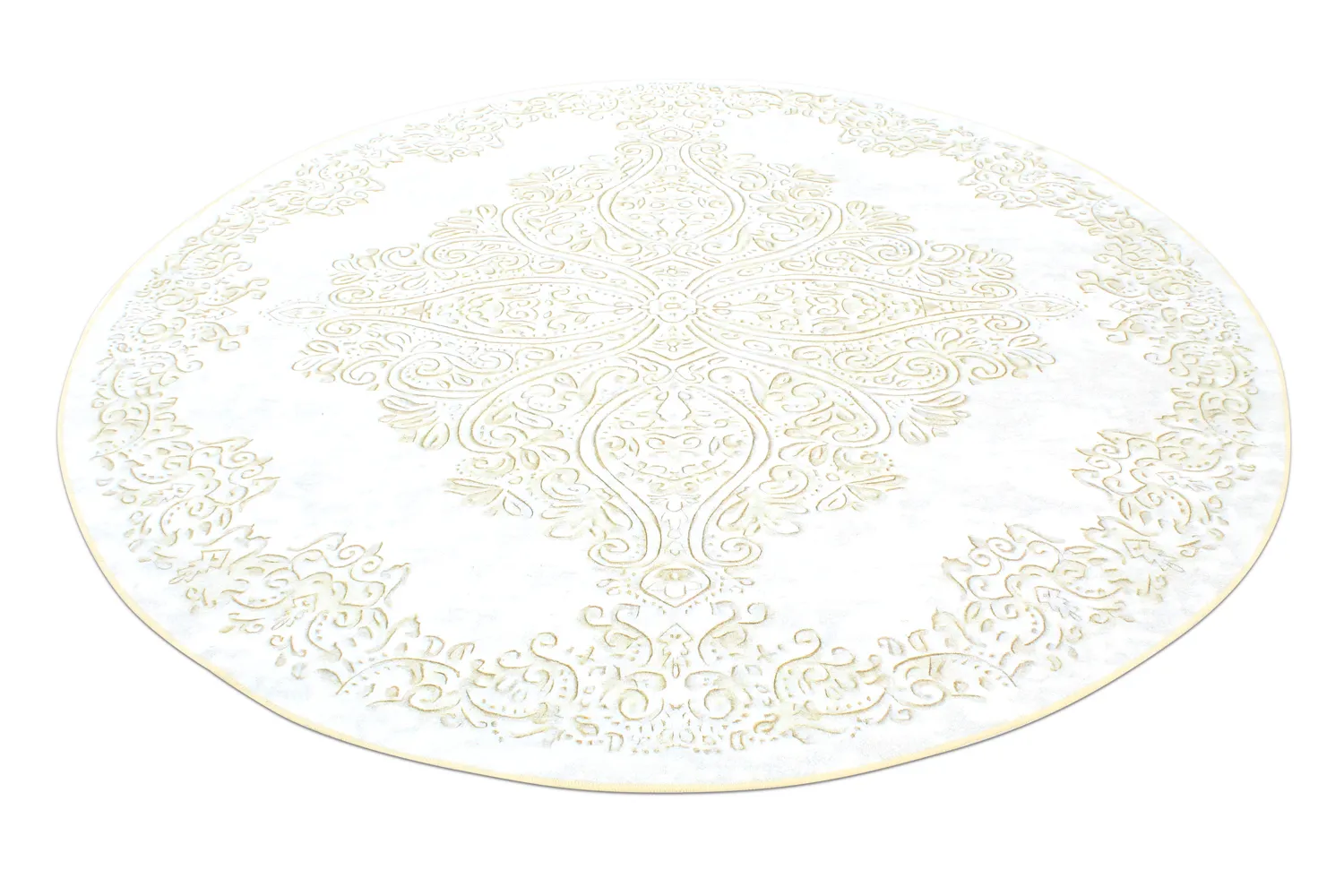 Rund matta - Valenza (vit/beige)
