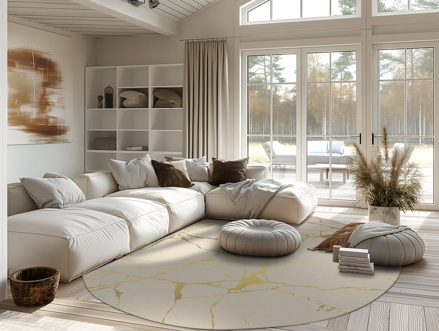 Rund matta - Vieste (beige/guld)