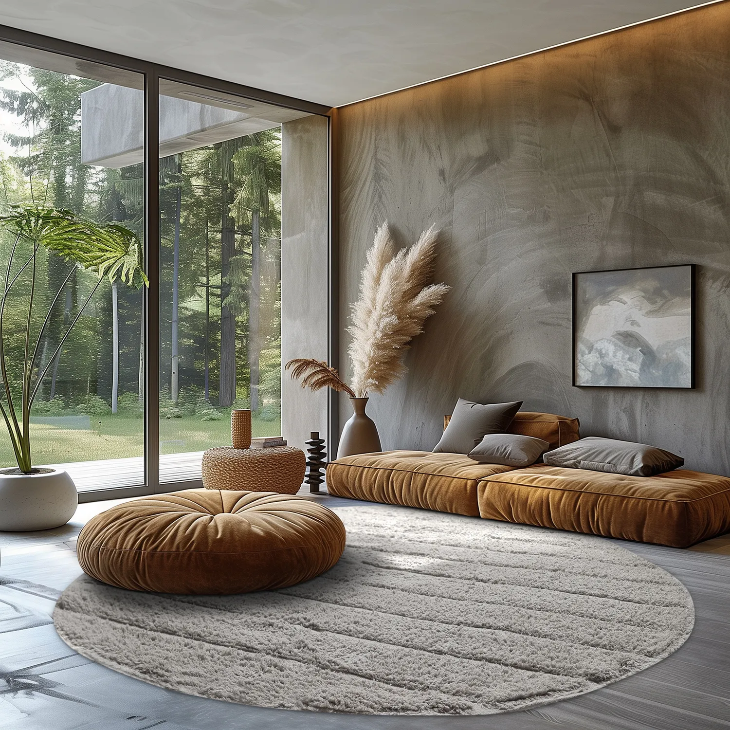 Rund matta - Willow Natural Cotton Shaggy (greige)