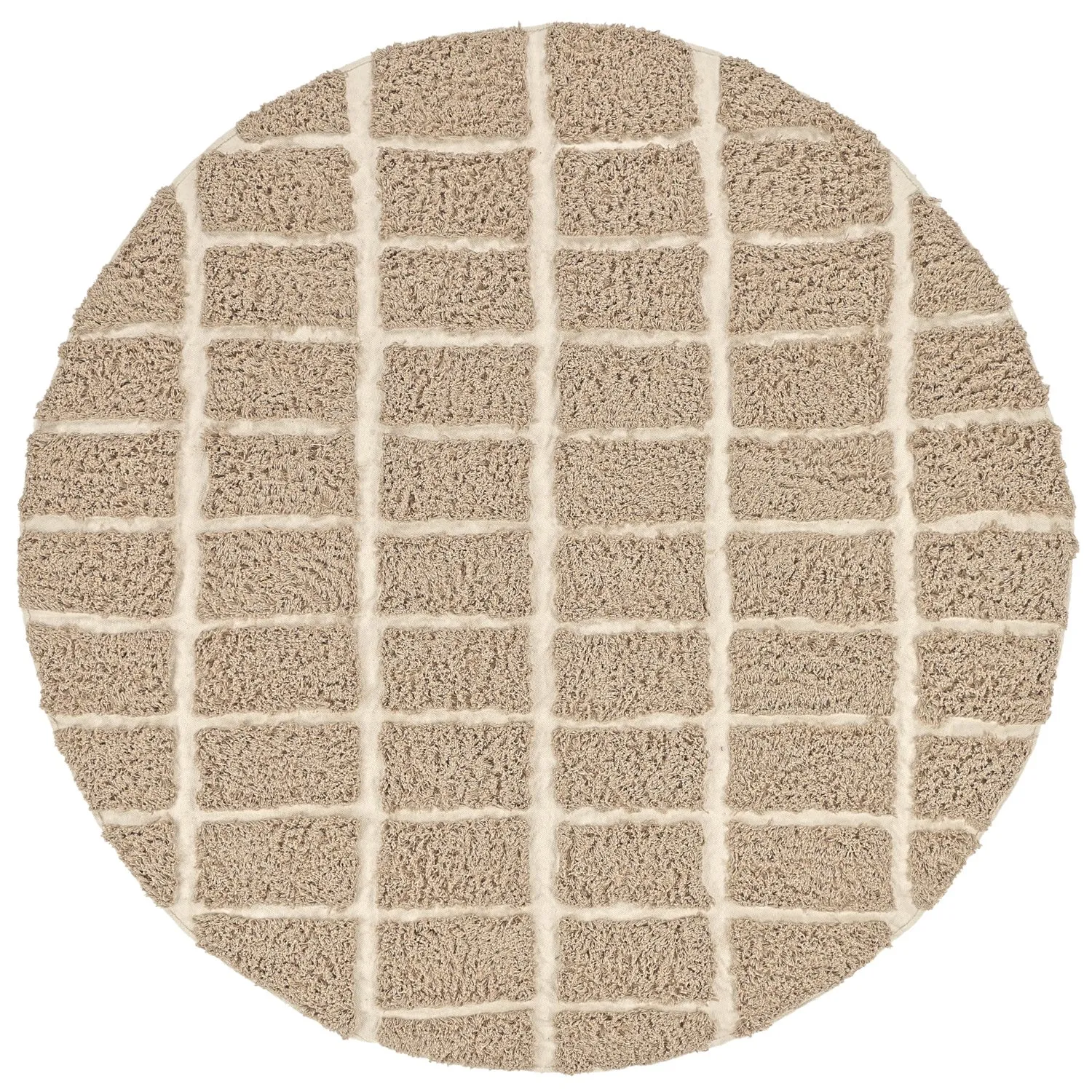 Rund Matta - Zola Natural Cotton Shaggy (beige)