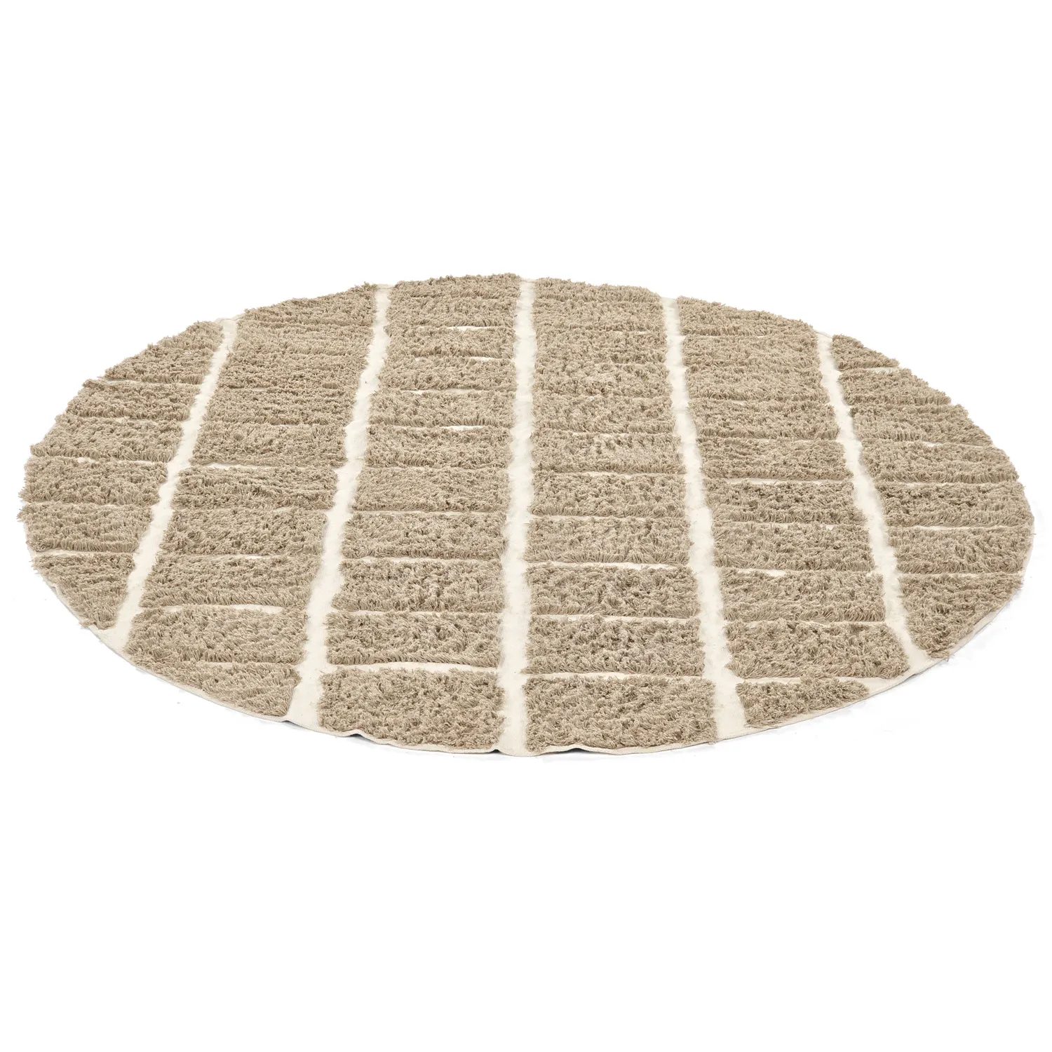 Rund Matta - Zola Natural Cotton Shaggy (beige)