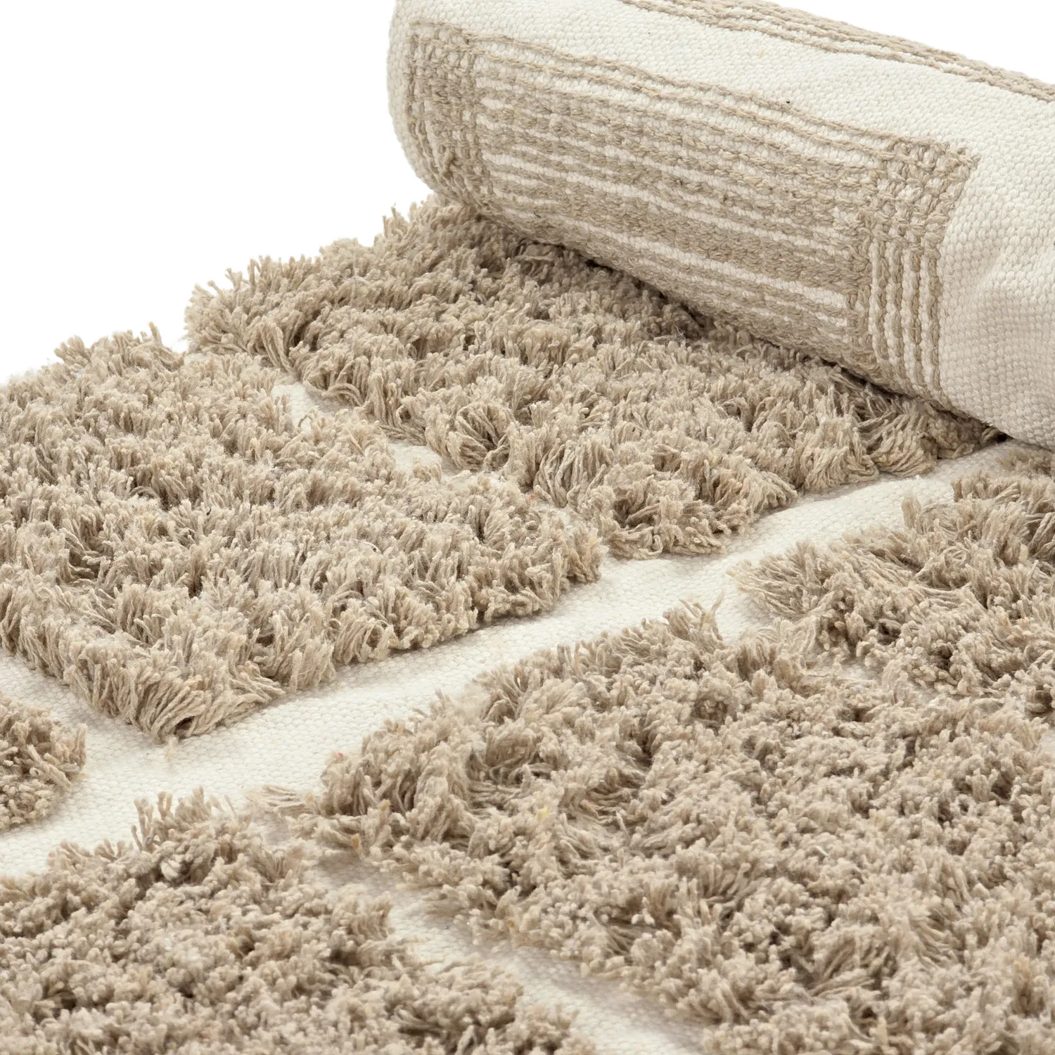 Rund Matta - Zola Natural Cotton Shaggy (beige)