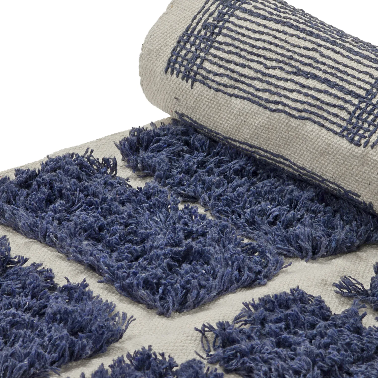 Ryamattor - Zola Natural Cotton Shaggy (blå)