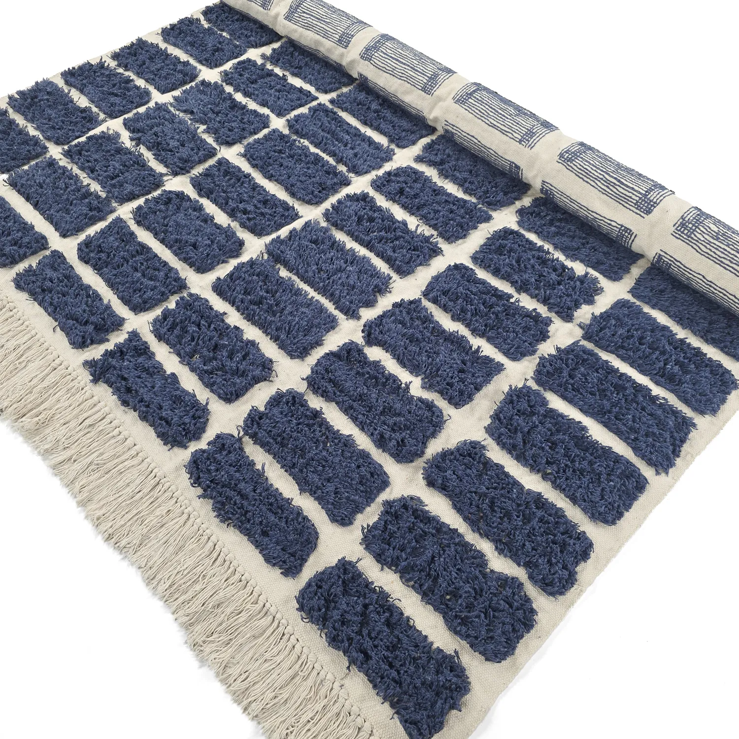 Ryamattor - Zola Natural Cotton Shaggy (blå)