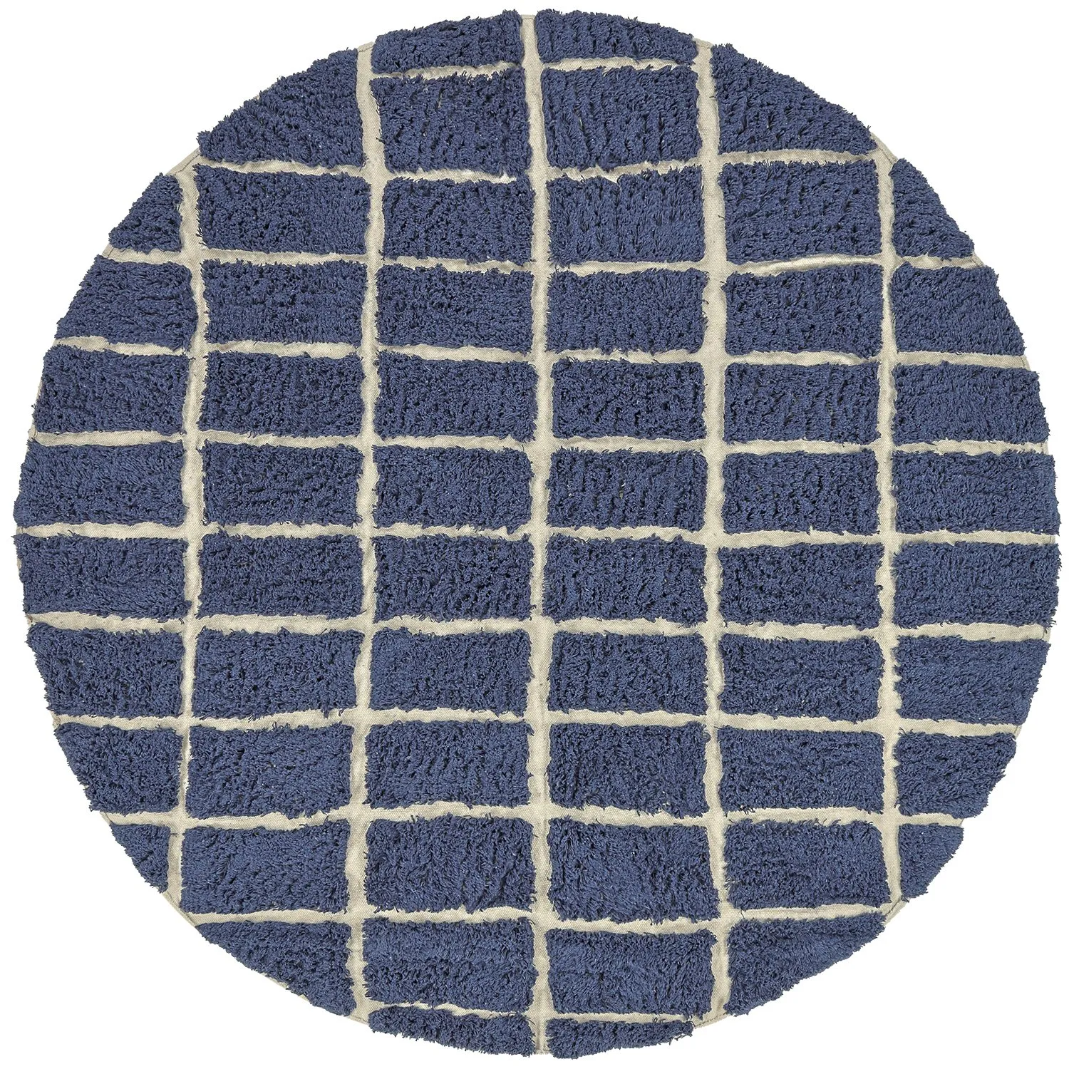 Rund Matta - Zola Natural Cotton Shaggy (blå)