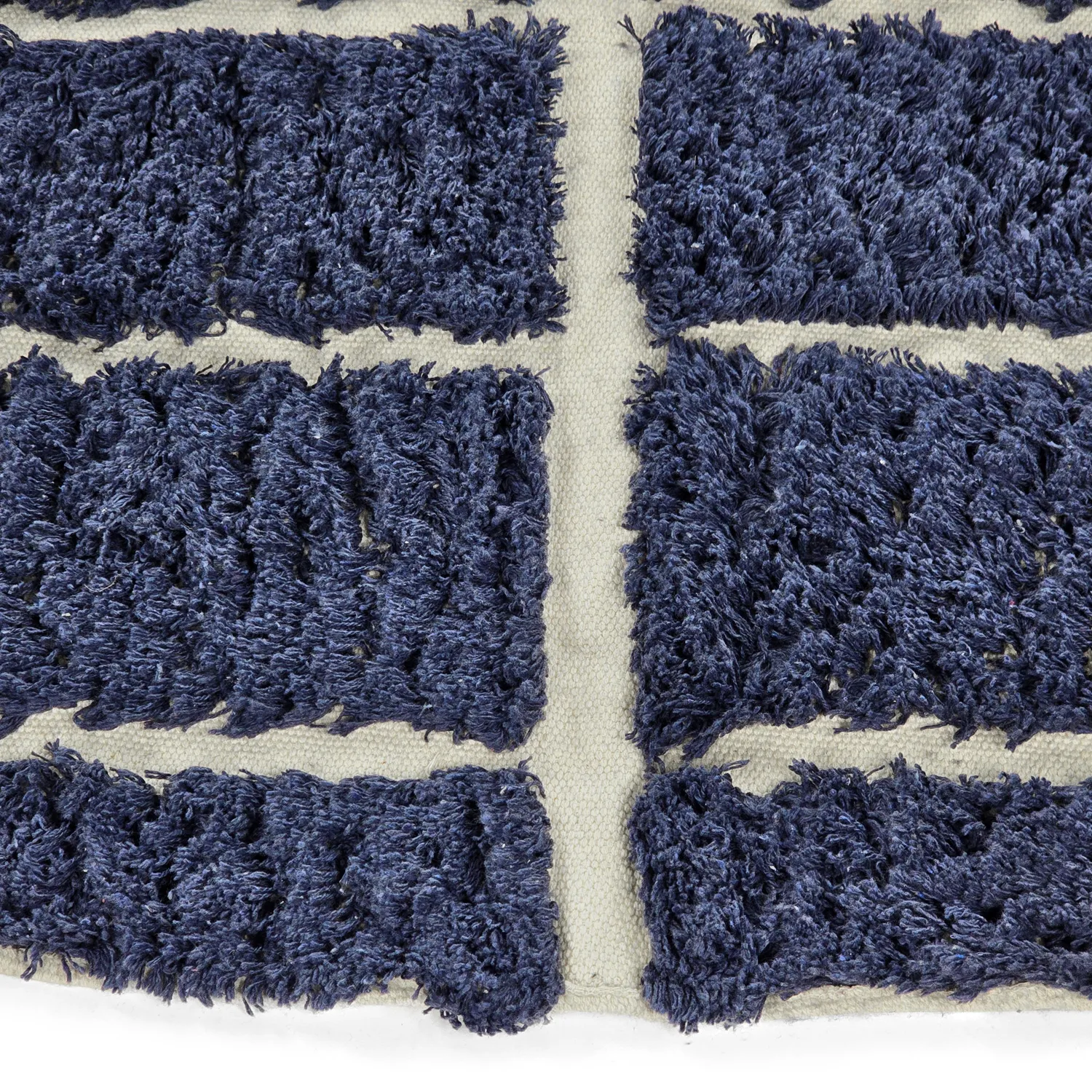 Rund Matta - Zola Natural Cotton Shaggy (blå)