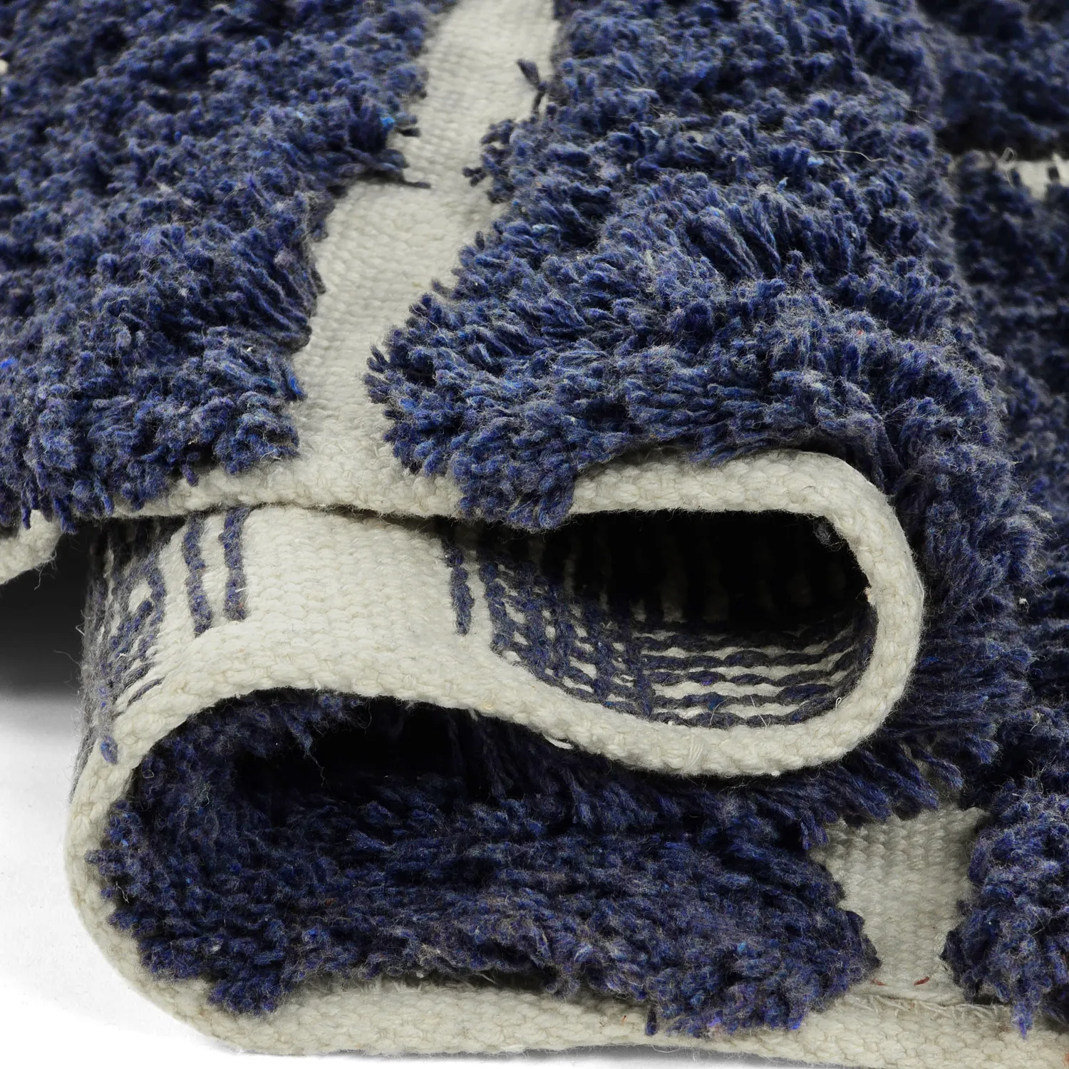 Rund Matta - Zola Natural Cotton Shaggy (blå)