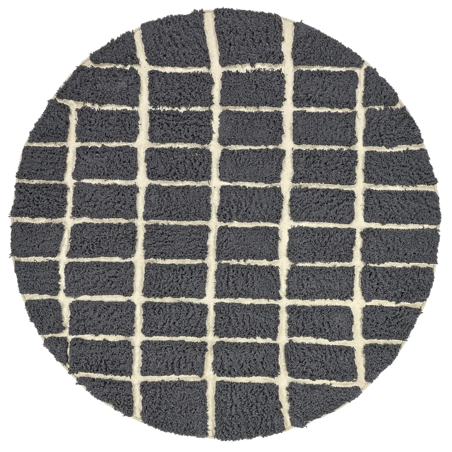 Rund Matta - Zola Natural Cotton Shaggy (mörkgrå)