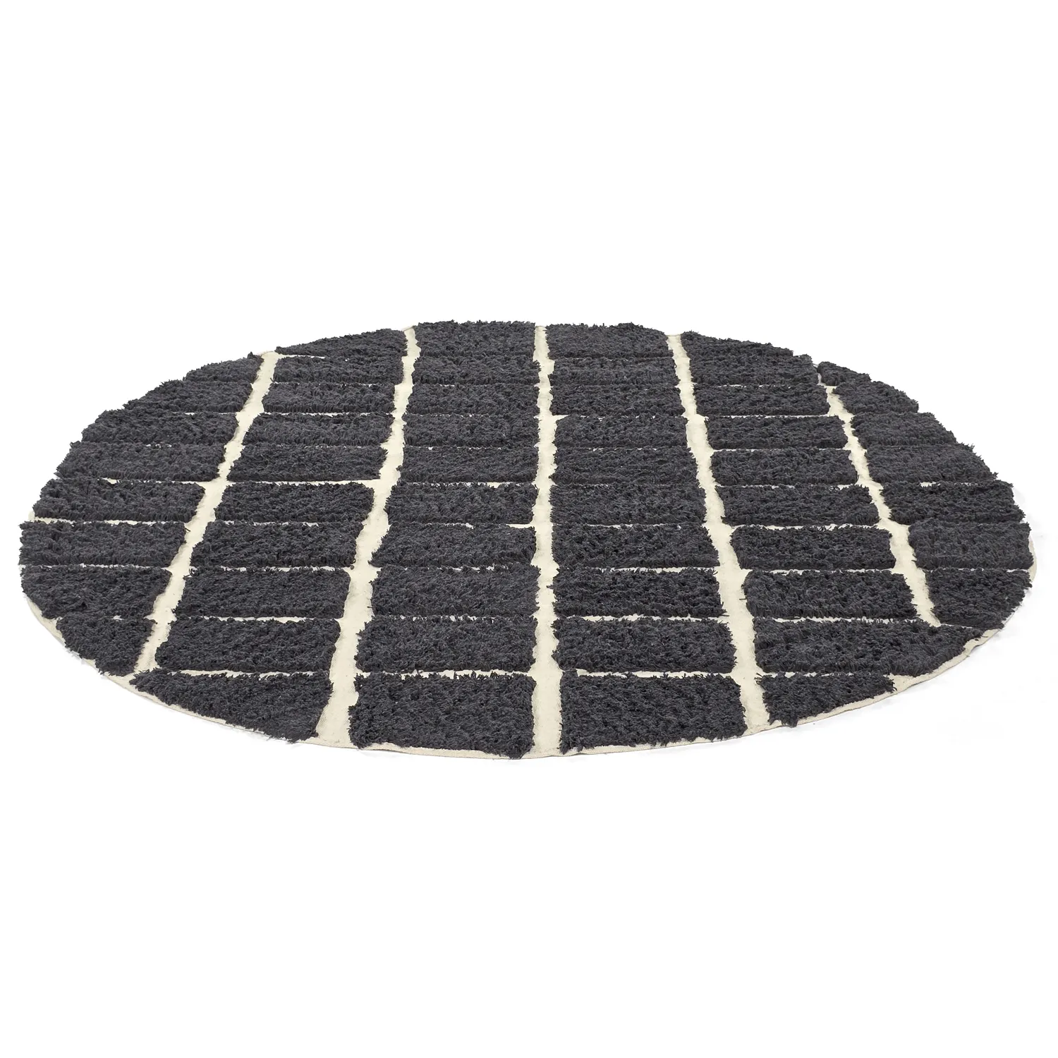 Rund Matta - Zola Natural Cotton Shaggy (mörkgrå)