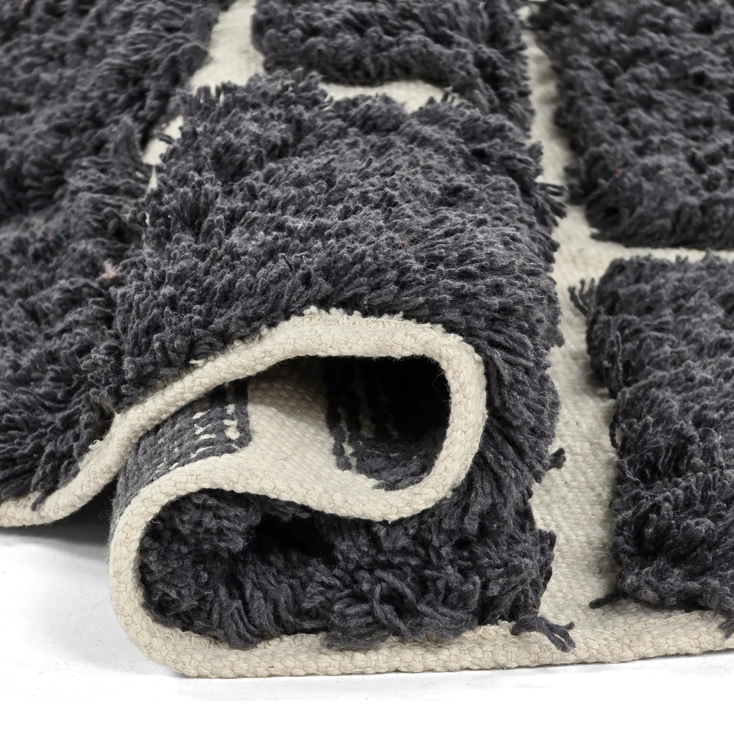 Rund Matta - Zola Natural Cotton Shaggy (mörkgrå)