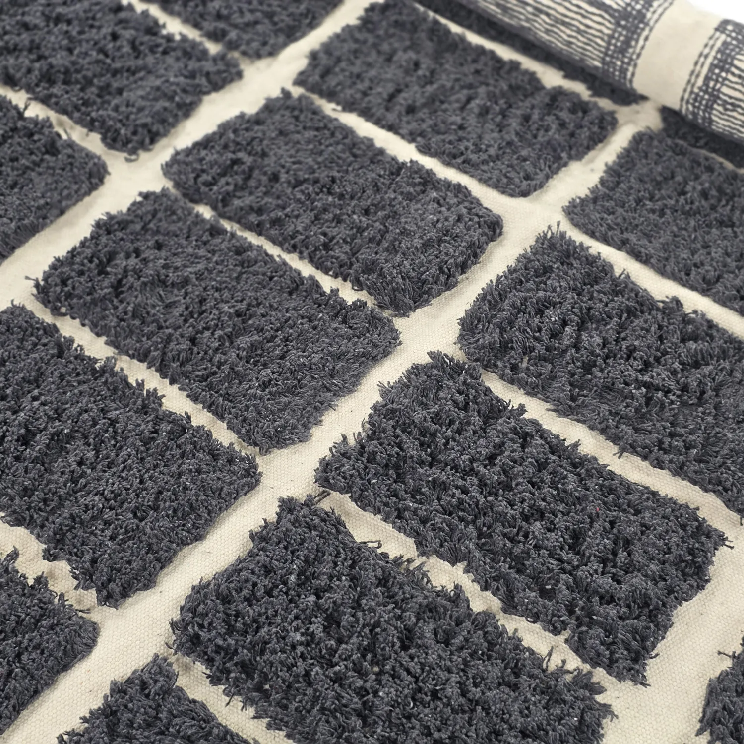 Rund Matta - Zola Natural Cotton Shaggy (mörkgrå)