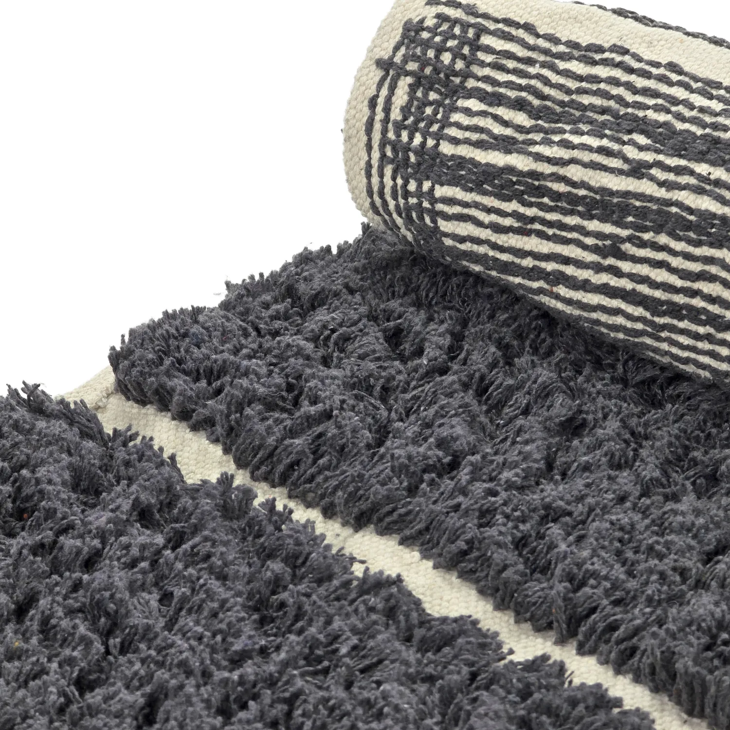 Rund Matta - Zola Natural Cotton Shaggy (mörkgrå)