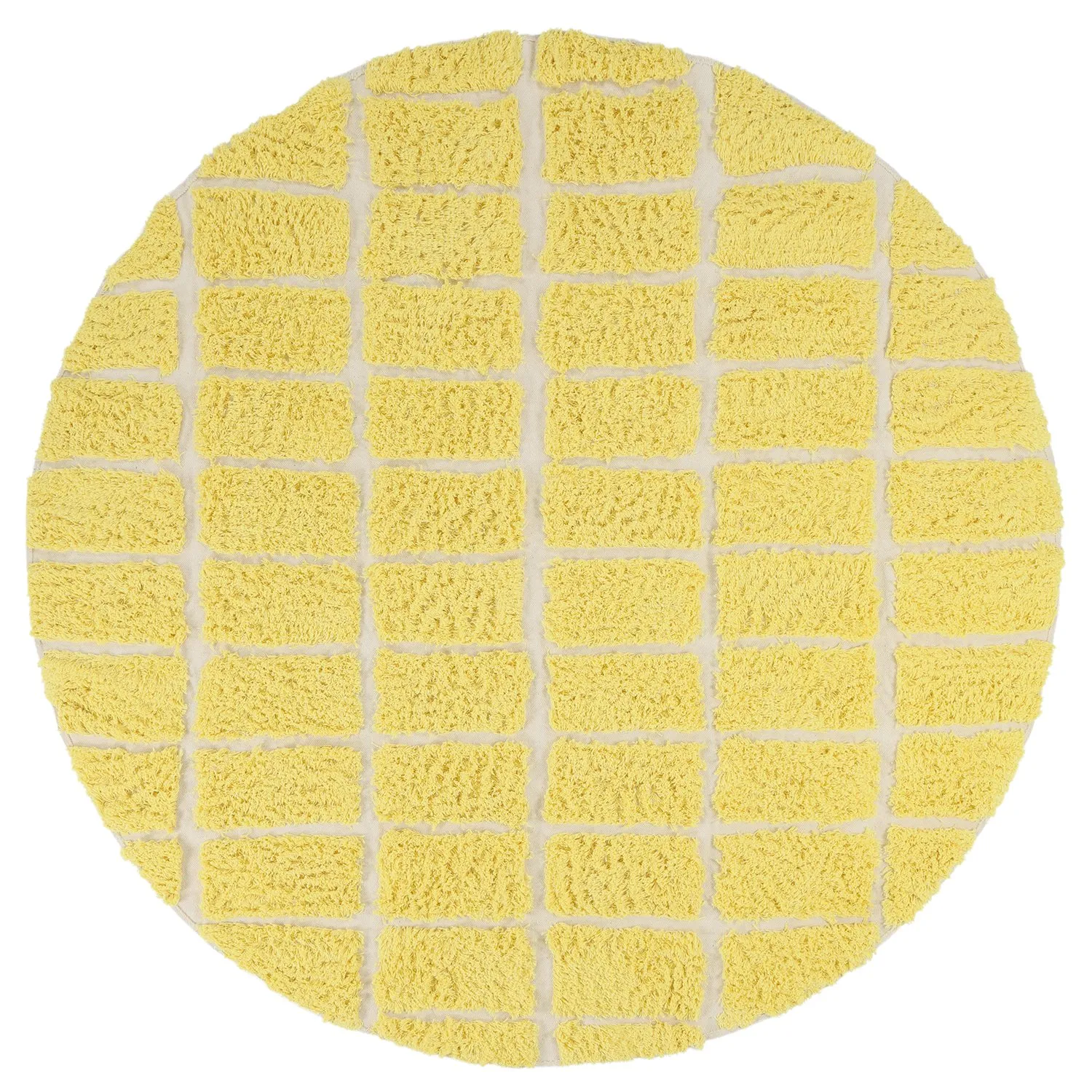 Rund Matta - Zola Natural Cotton Shaggy (gul)