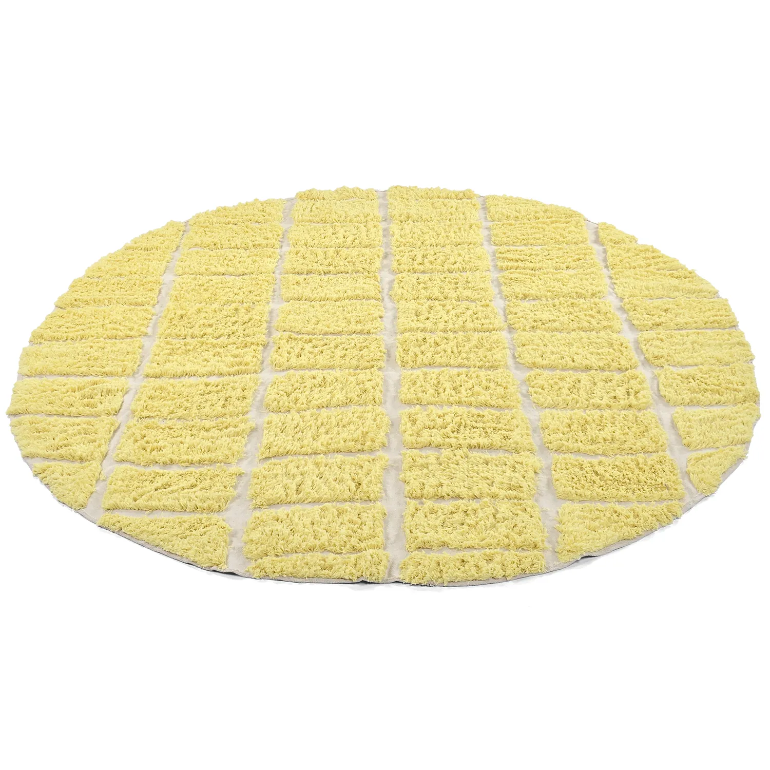Rund Matta - Zola Natural Cotton Shaggy (gul)