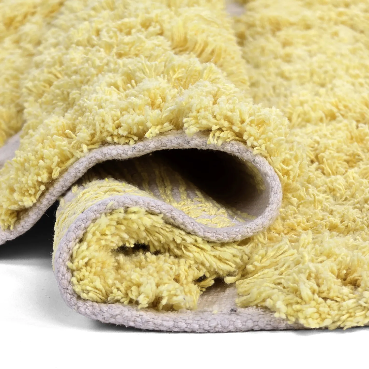 Rund Matta - Zola Natural Cotton Shaggy (gul)