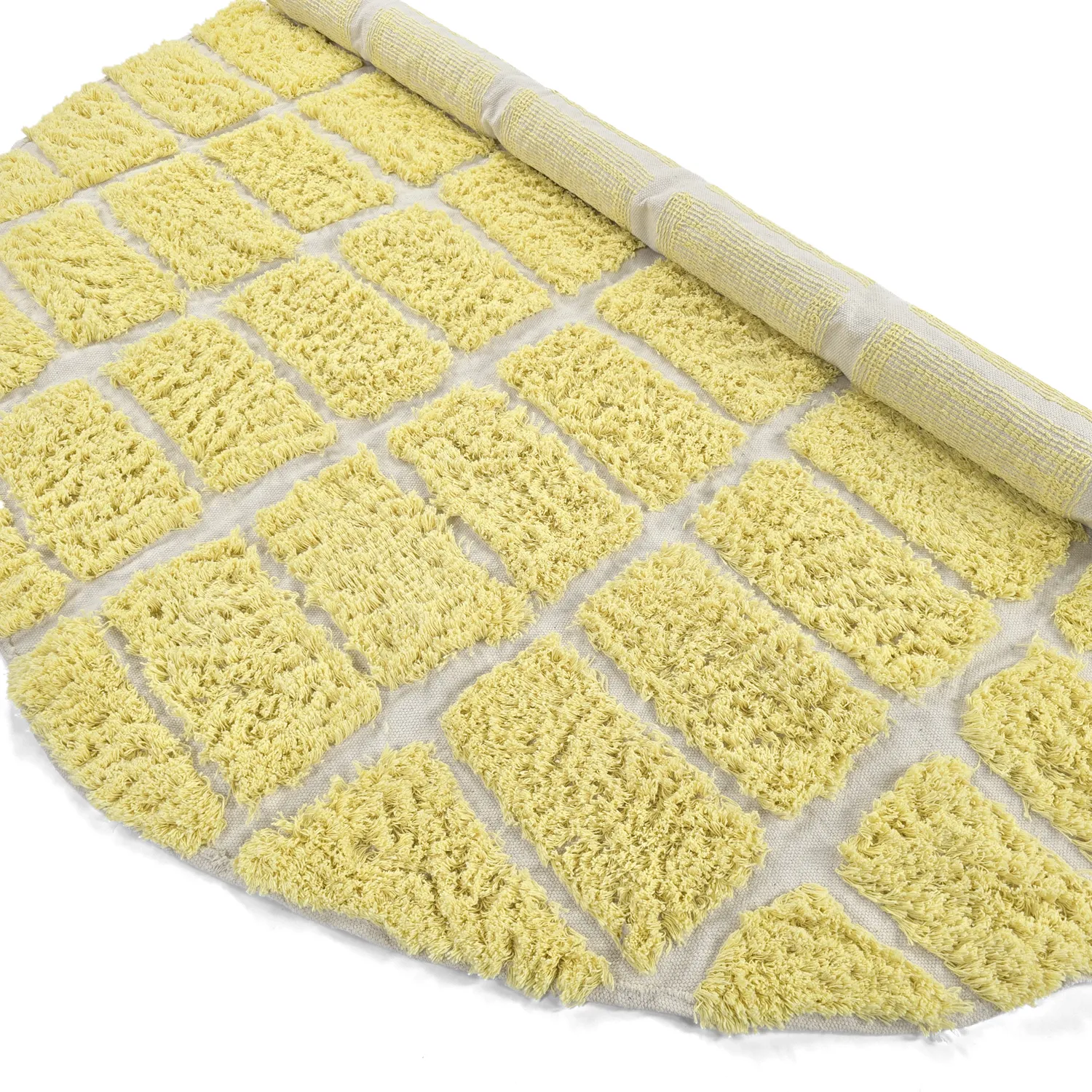 Rund Matta - Zola Natural Cotton Shaggy (gul)