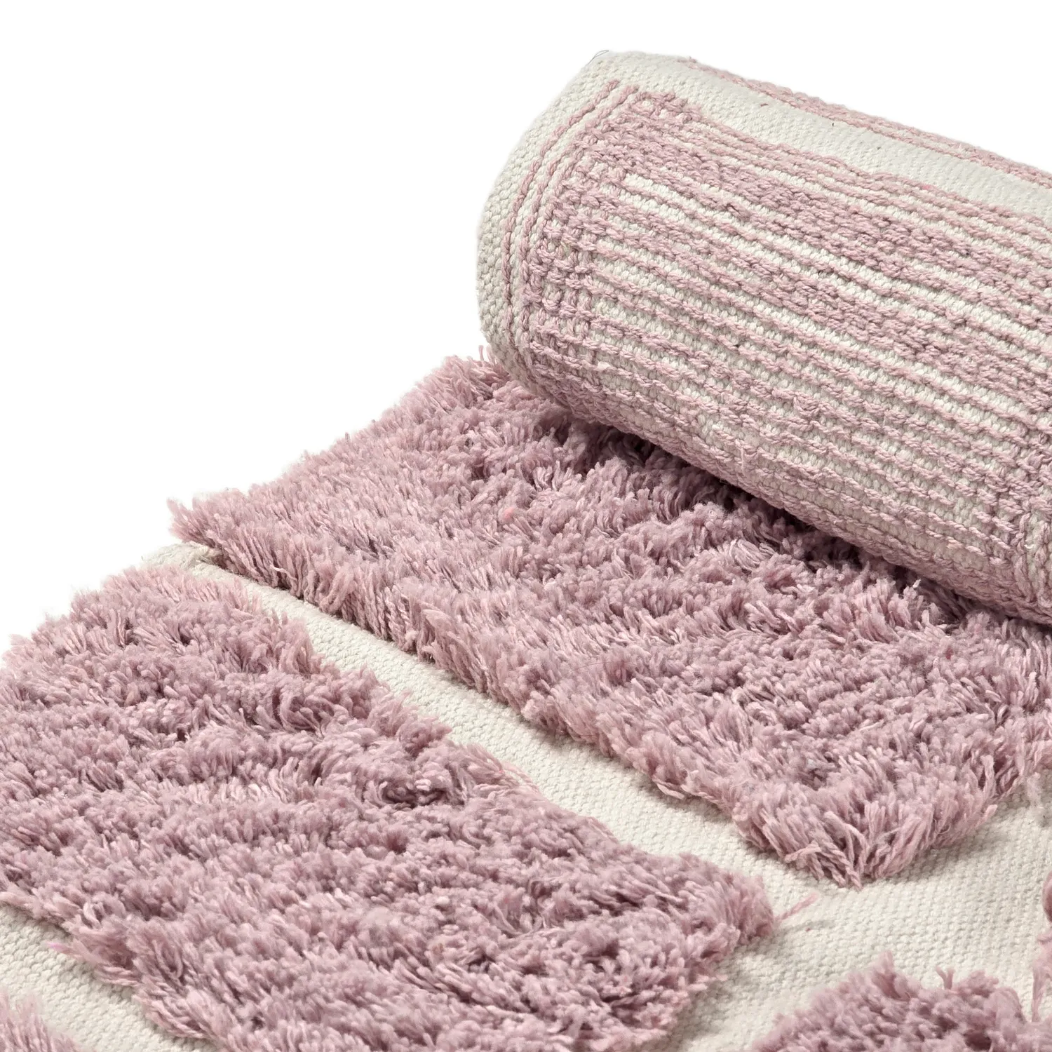 Rund Matta - Zola Natural Cotton Shaggy (rosa)