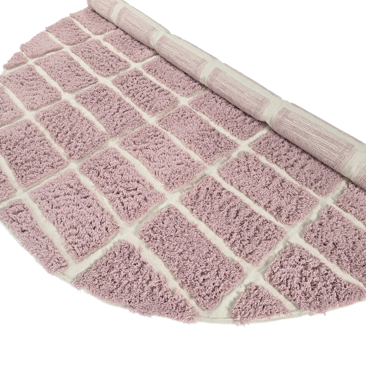 Rund Matta - Zola Natural Cotton Shaggy (rosa)