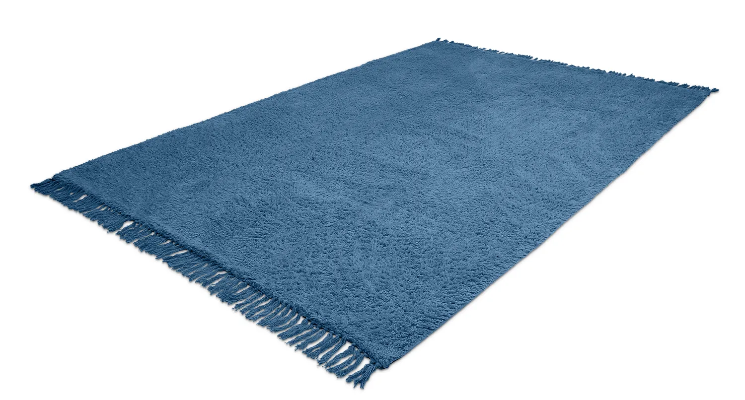 Ryamattor - Alba Natural Cotton Shaggy (blå)