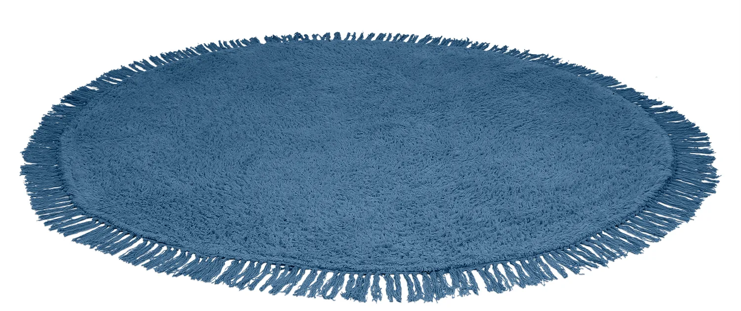 Rund matta - Alba Natural Cotton Shaggy (blå)