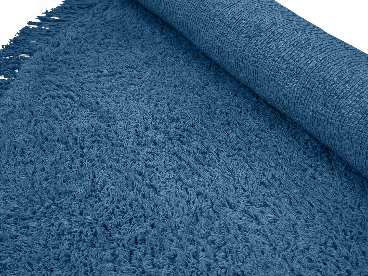 Rund matta - Alba Natural Cotton Shaggy (blå)
