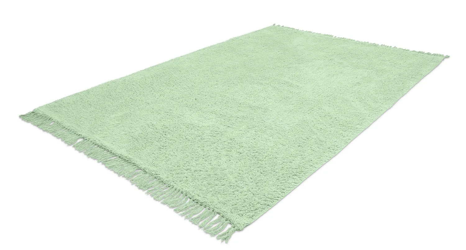 Ryamattor - Alba Natural Cotton Shaggy (ljusgrön)