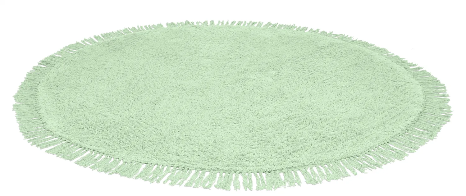 Rund matta - Alba Natural Cotton Shaggy (ljusgrön)