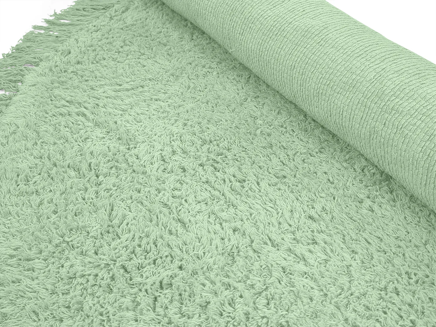 Rund matta - Alba Natural Cotton Shaggy (ljusgrön)