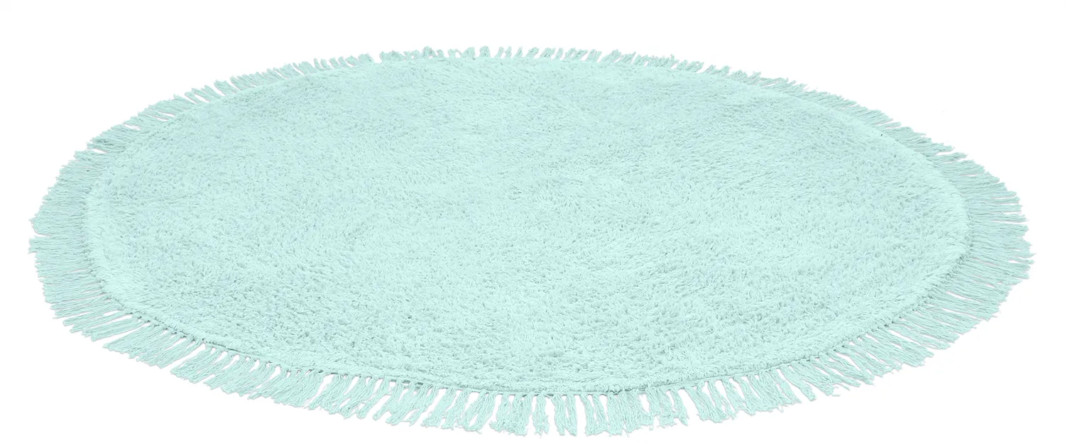 Rund matta - Alba Natural Cotton Shaggy (turkos)