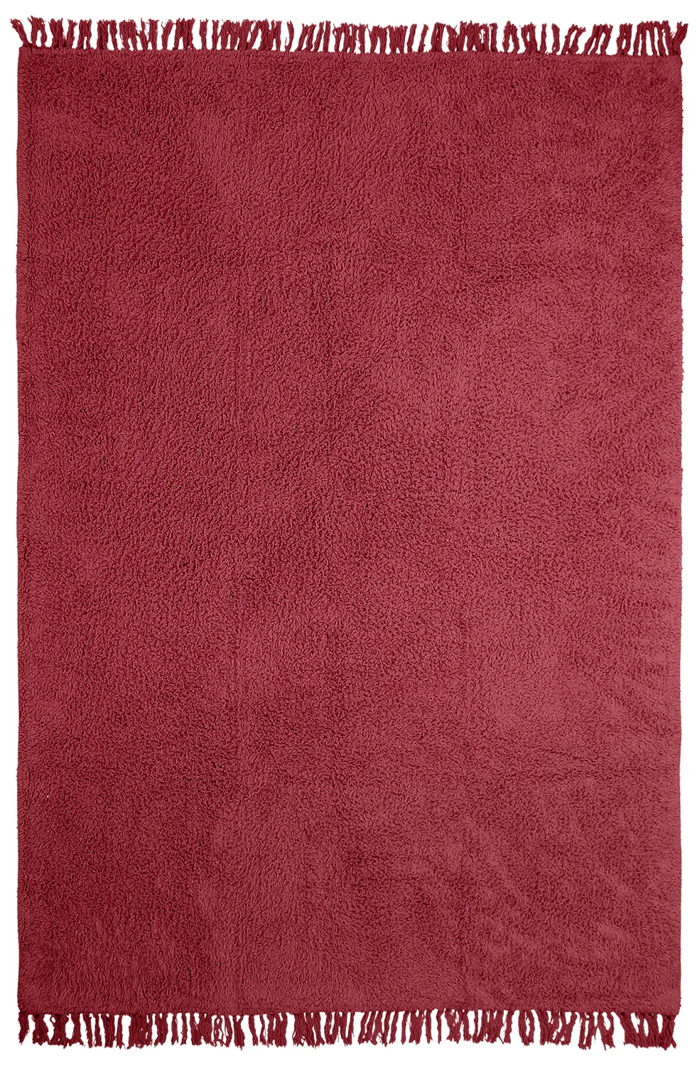 Ryamattor - Alba Natural Cotton Shaggy (vinröd)