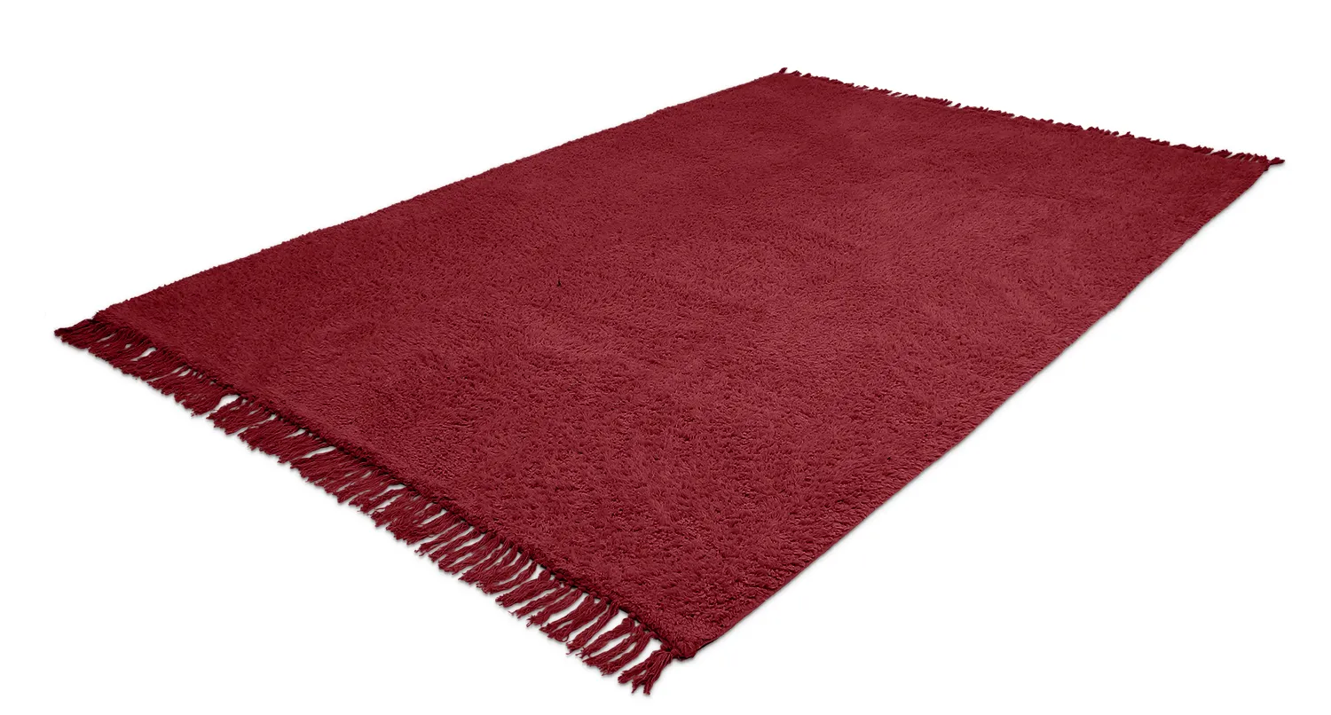 Ryamattor - Alba Natural Cotton Shaggy (vinröd)