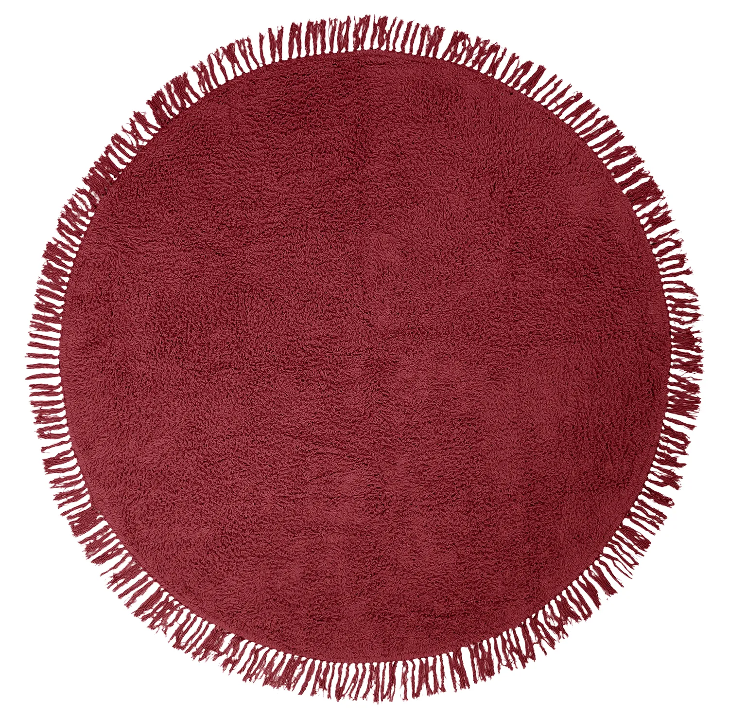 Rund matta - Alba Natural Cotton Shaggy (vinröd)