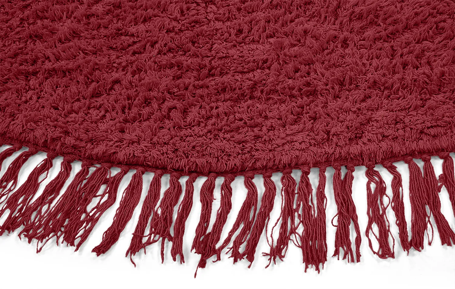 Rund matta - Alba Natural Cotton Shaggy (vinröd)