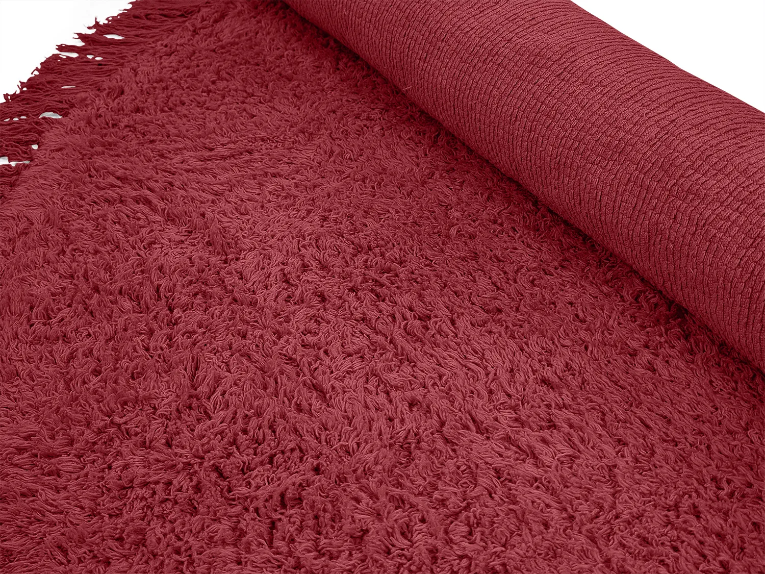 Rund matta - Alba Natural Cotton Shaggy (vinröd)