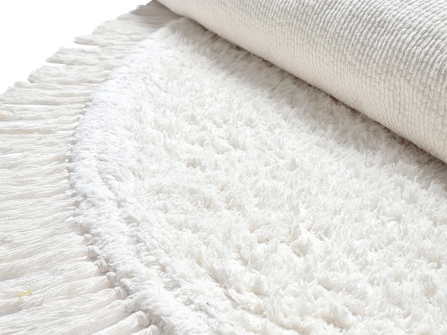 Rund matta - Alba Natural Cotton Shaggy (vit)