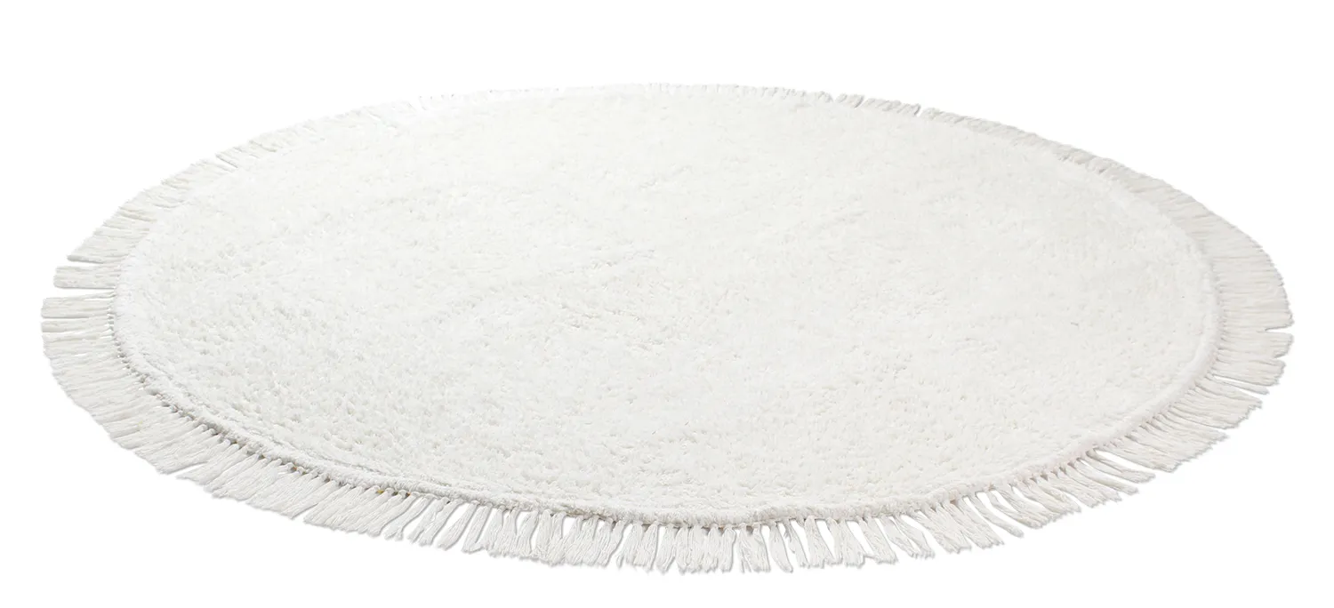 Rund matta - Alba Natural Cotton Shaggy (vit)