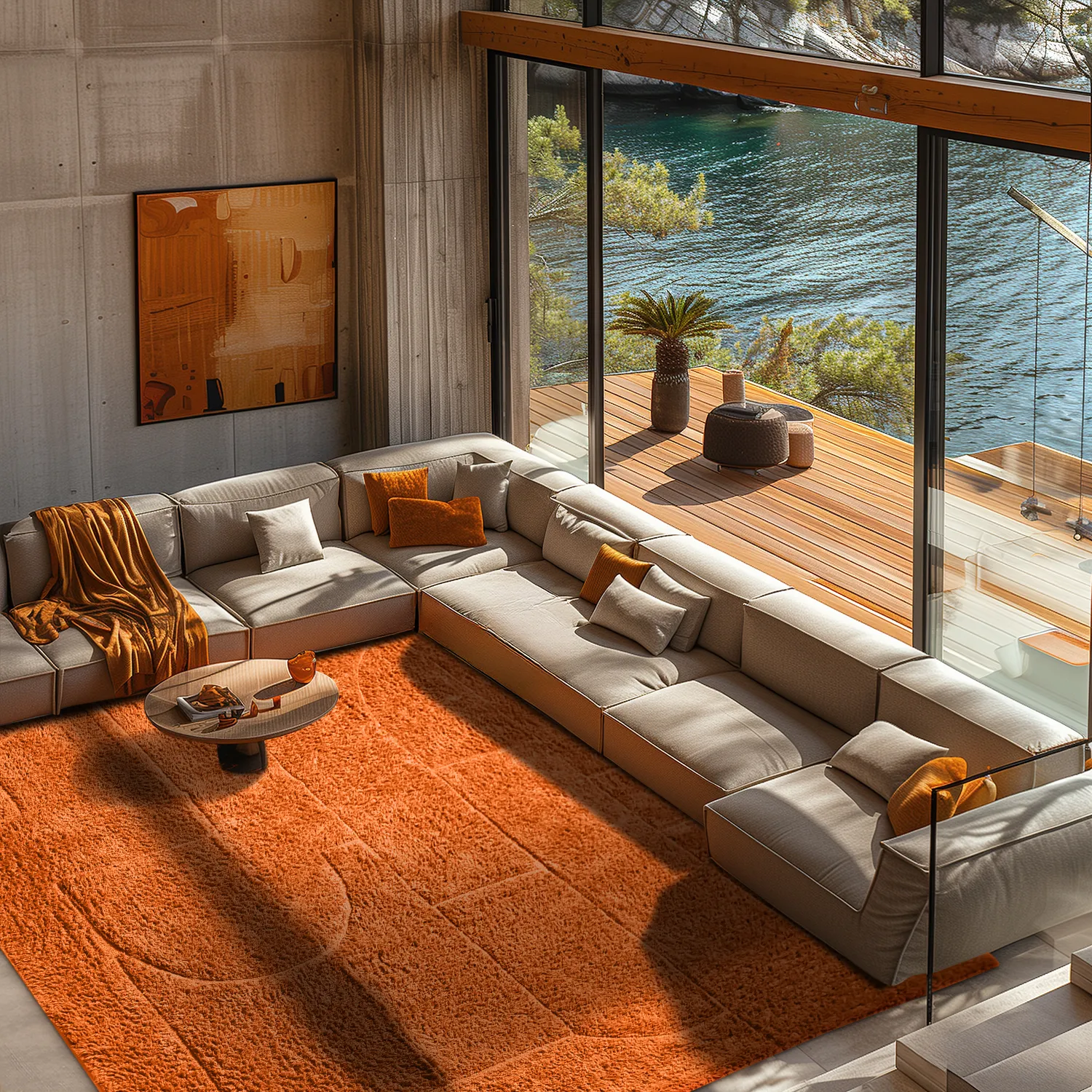 Ryamattor - Cremona Natural Cotton Shaggy (orange)