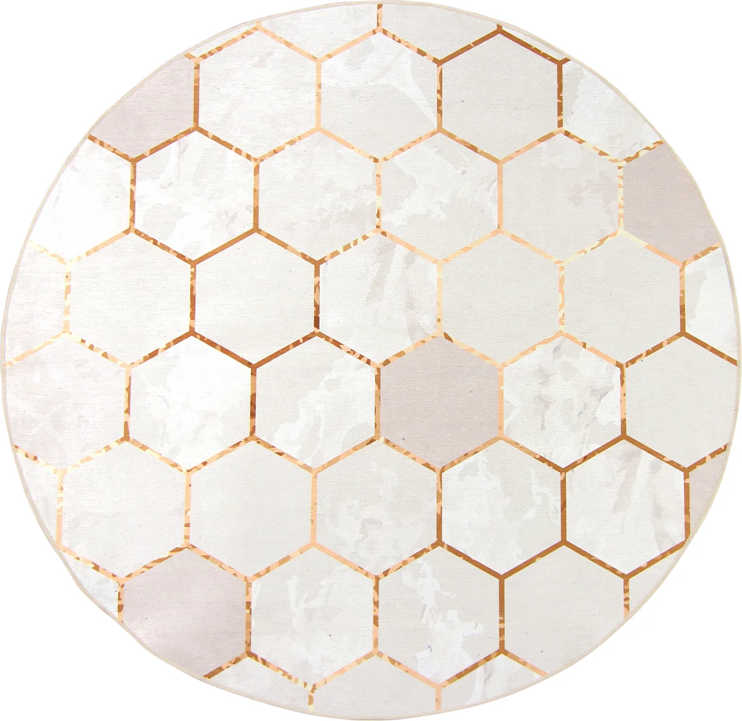 Rund matta - Morino (beige/vit/guld)