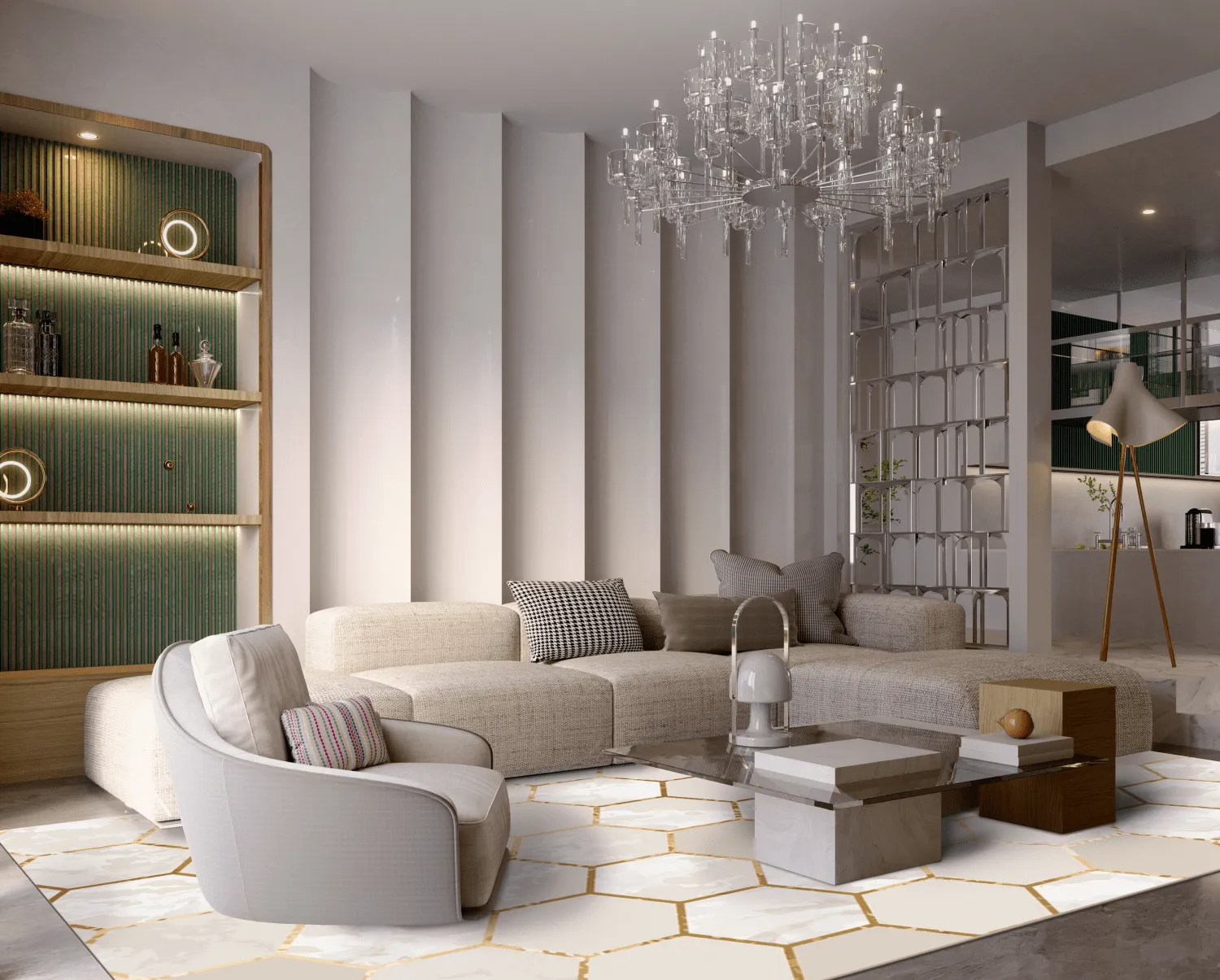Wiltonmatta - Morino (beige/vit/guld)