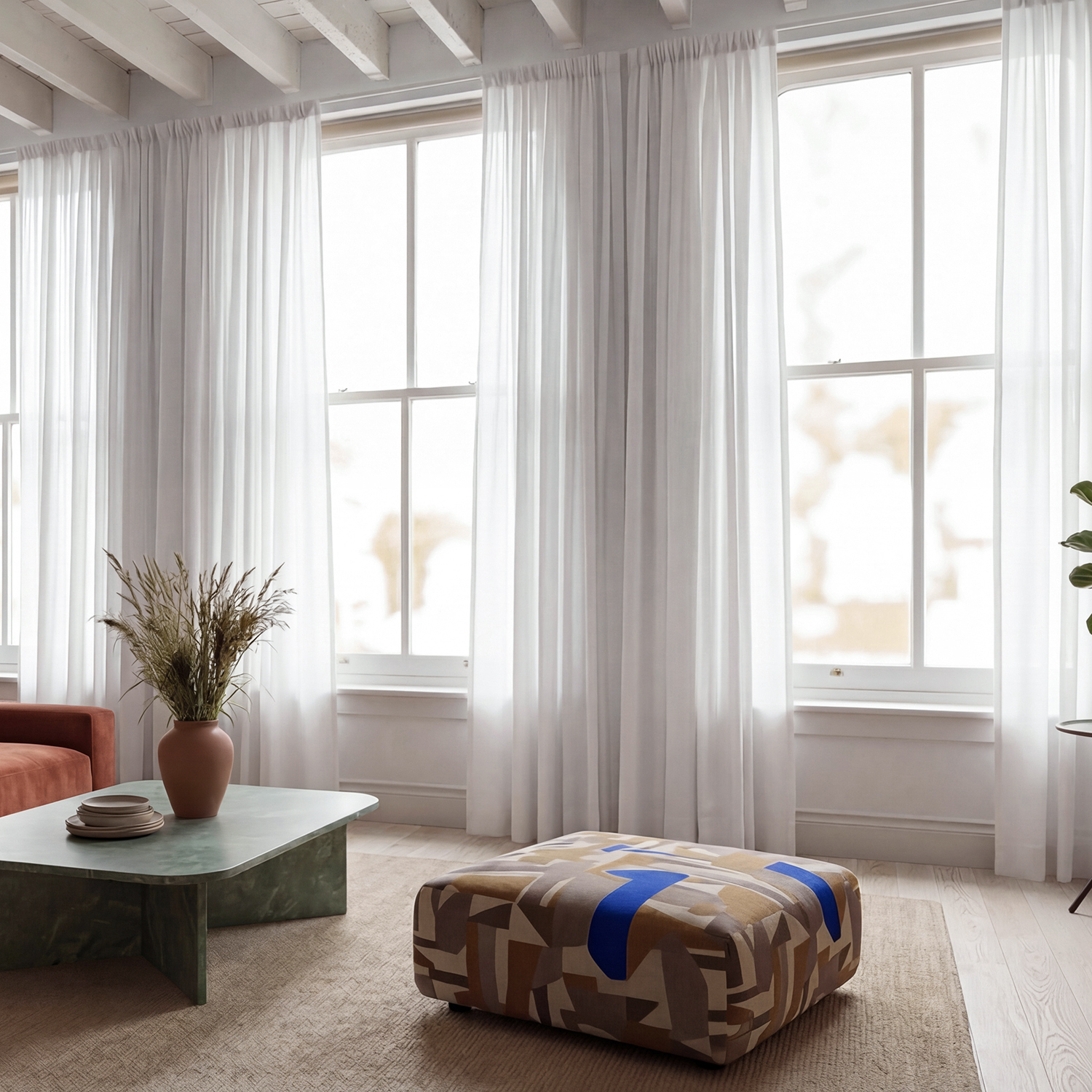 Gardiner 2-Pack - Linnegardin Noemi (vit) (Storlek: 140 x 300 cm)